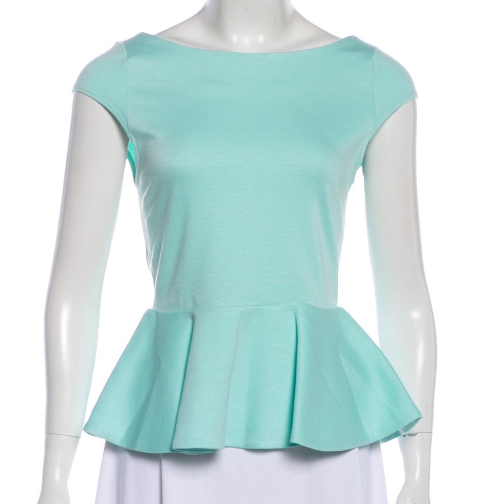 Fitted Mint Peplum Blouse